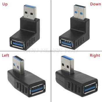 

90 Degree Left Right Angled USB 3.0 A Male To Female Adapter Connector For Laptop PC Drop Shipping