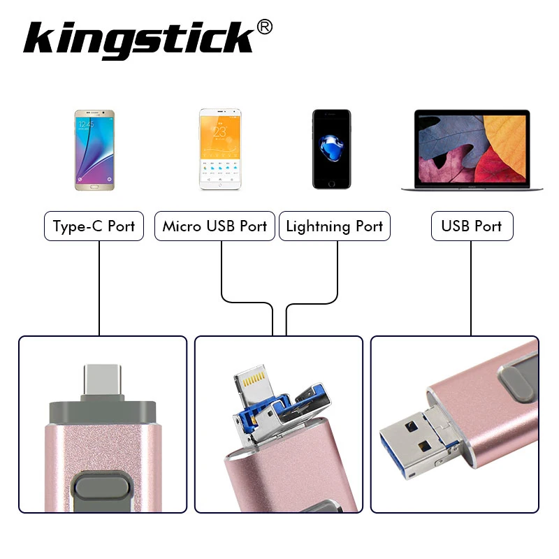 4 в 1 Многофункциональный USB флеш-накопитель type C 32 Гб мобильный телефон OTG USB флешка 64 ГБ 16 ГБ 128 Гб металлический накопитель 32G дропшиппинг