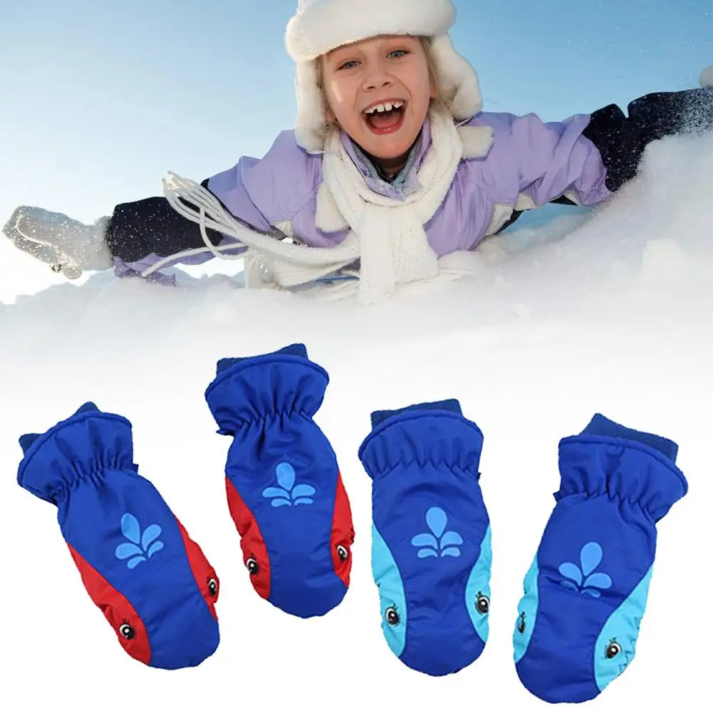 Детские зимние теплые лыжные перчатки для мальчиков и девочек Открытый Спорт на открытом воздухе Водонепроницаемый ветрозащитные зимние варежки с удлиненным запястье малыш Лыжный Спорт Перчатки D40