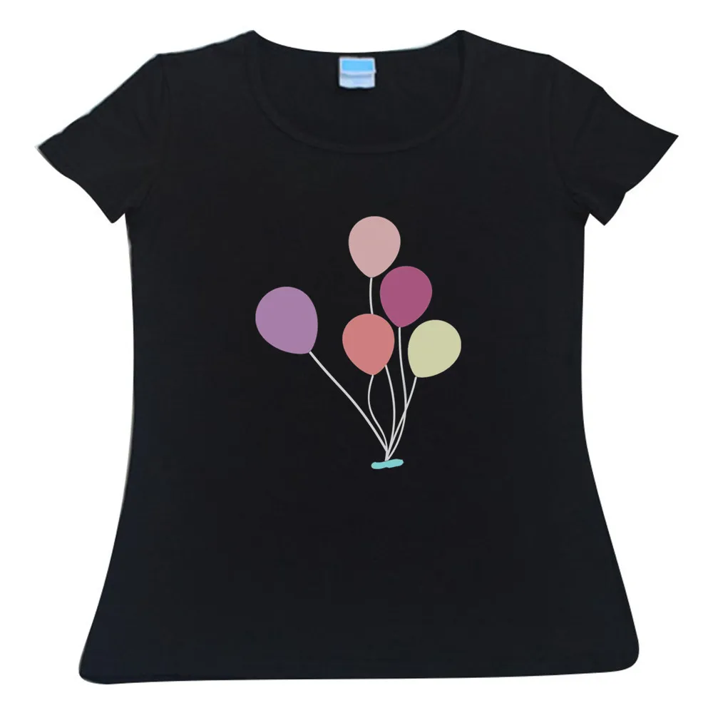 

Balloon Print T-Shirt S-3XL Summer Women's High Quality Cotton O-neck Short Sleeve Girls Tops College Casual T-Shirt