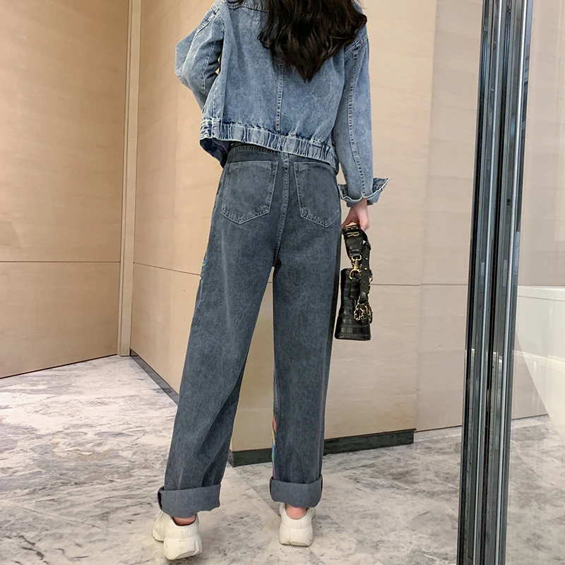 Contrast Color Jeans Fashion Y2K 