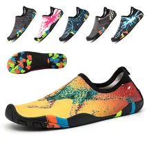 Мужская и Женская водонепроницаемая обувь для плавания с принтом носков; цветные летние пляжные кроссовки; мягкие Нескользящие Прогулочные кроссовки для влюбленных