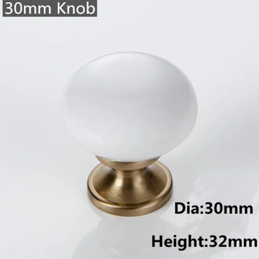 30mm knob 96 128 мм современная простая модная Белый Керамический кухонный шкаф винный шкаф ручка бронзовая комод подставка под телевизор ванная комната ручка шкафа - Цвет: 30mm knob