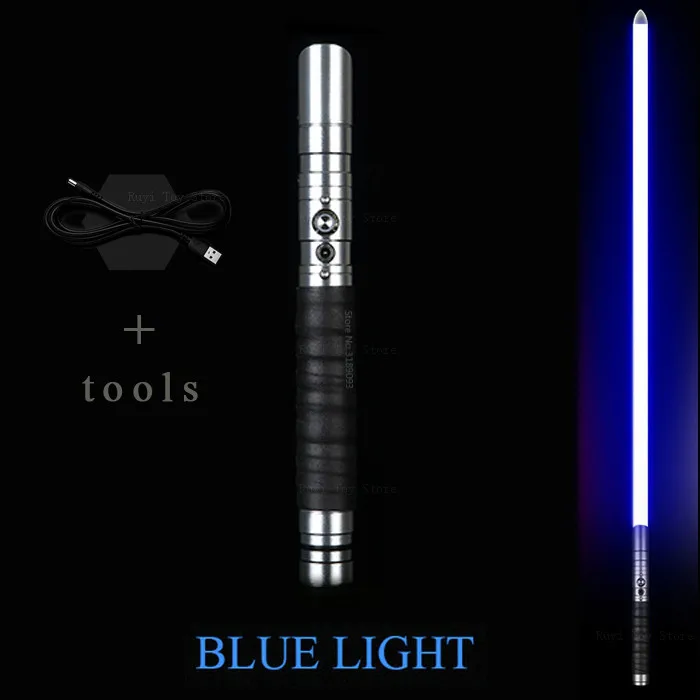 Световой меч Jedi sith Luke Light Saber Force FX Heavy Dueling перезаряжаемый меняющийся цвет звук FOC Блокировка металлическая ручка меч - Цвет: silver-blue