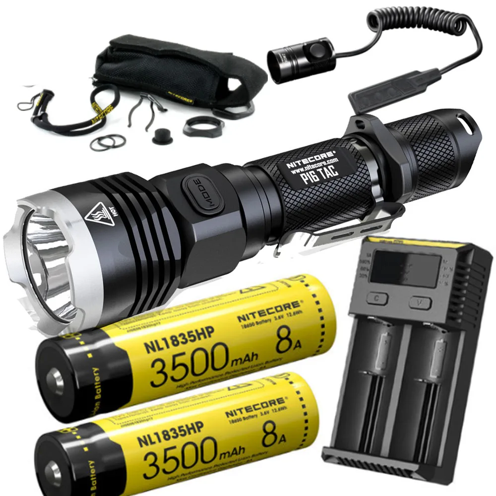 NITECORE P16Tac Tactical Flashlight CREE XM-L2(U3 max 1000 lumen beam distance 300 meter outdoor search torch with RSW1 - Испускаемый цвет: 2XNL1835HP I2 RSW1