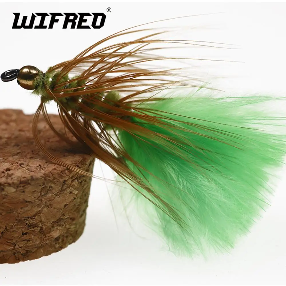 Wifreo 6 шт. #8 Chartreuse Стример Летать с зеленой латунной бусиной для ловли форели