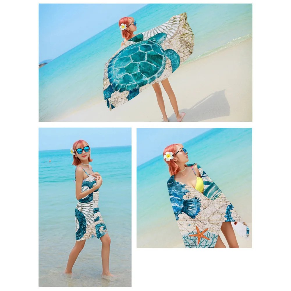 

New Style Ocean style bath rectangular creative underwater world print sunscreen beach towel shawl bath towel