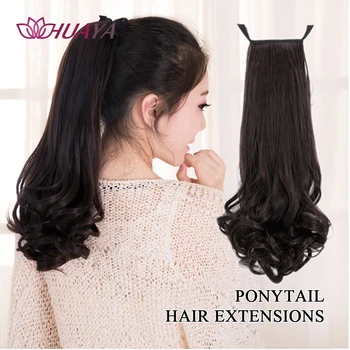 

HUAYA Long Curly Synthetic Drawstring Ponytail Fake Hair Clip In Pony Tail Women Hair Extensions Black/Brown Ponytail Wig