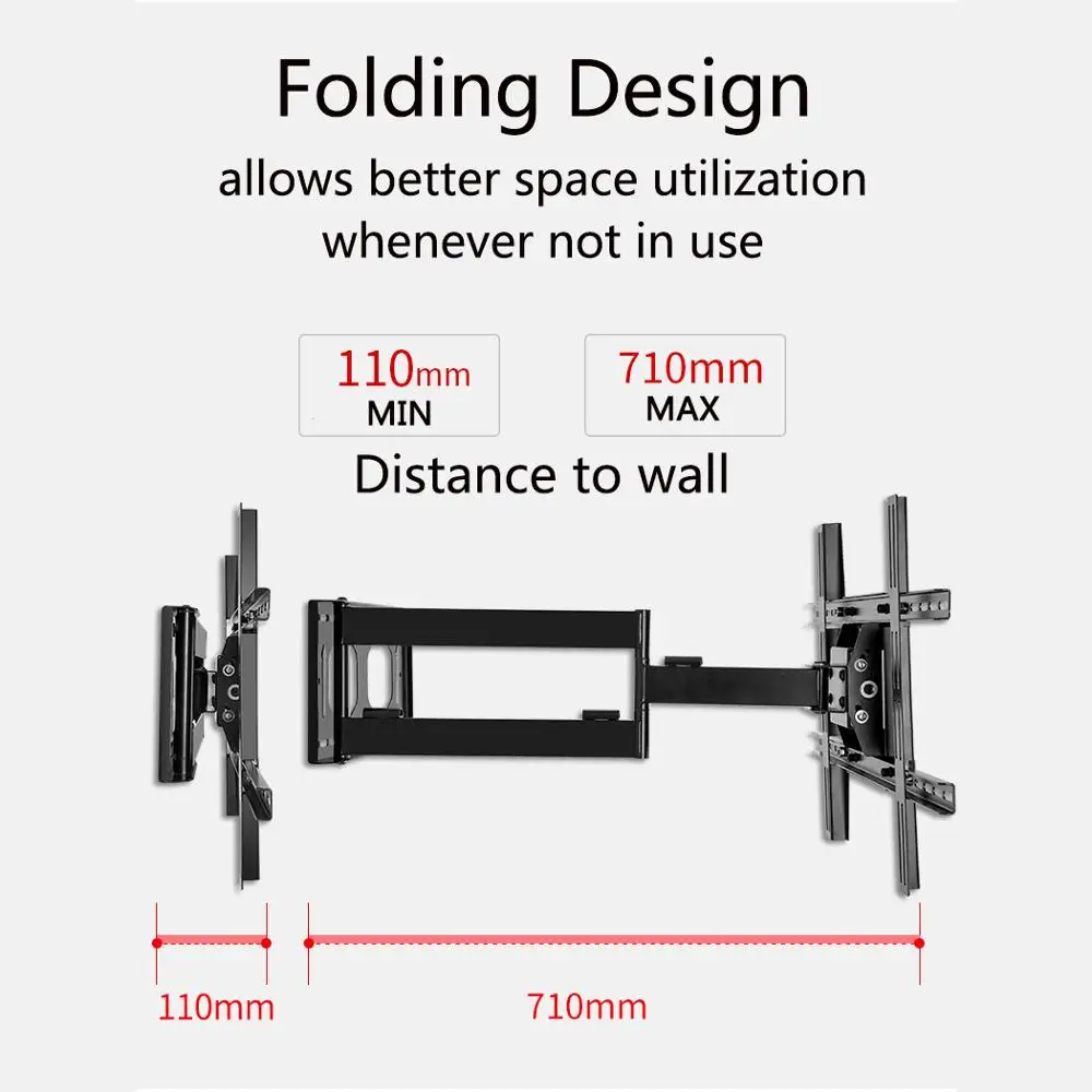  Soporte de pared para TV de movimiento completo, giratorio,  inclinación y extensión para la mayoría de televisores planos y curvos de  13 a 45 pulgadas, soporte JUSTSTONE TV con brazos dobles 