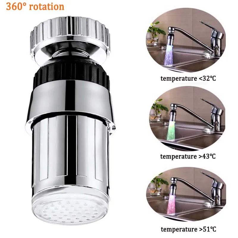 Three-color Temperature Control Filter Faucet 360°rotating Universal Anti-splash Internal Thread Interface 22mm | Дом и сад