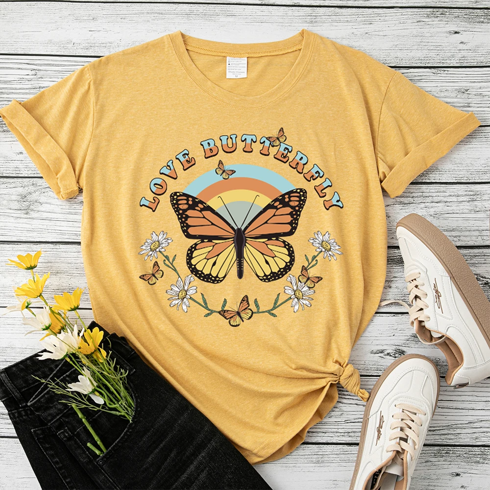 

Love Butterfly Print 90s Women Tshirt Short Sleeve Summer Sweet Love Kawaii Fashion Clothes Tee Shirt Top Female Graphic T-shirt