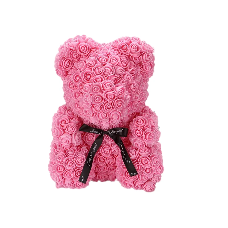40cm pink Прямая поставка 40 см розовый медведь сердце искусственный цветок Роза плюшевый медведь для женщин День Святого Валентина Свадьба День рождения Рождественский подарок - Цвет: 40cm pink