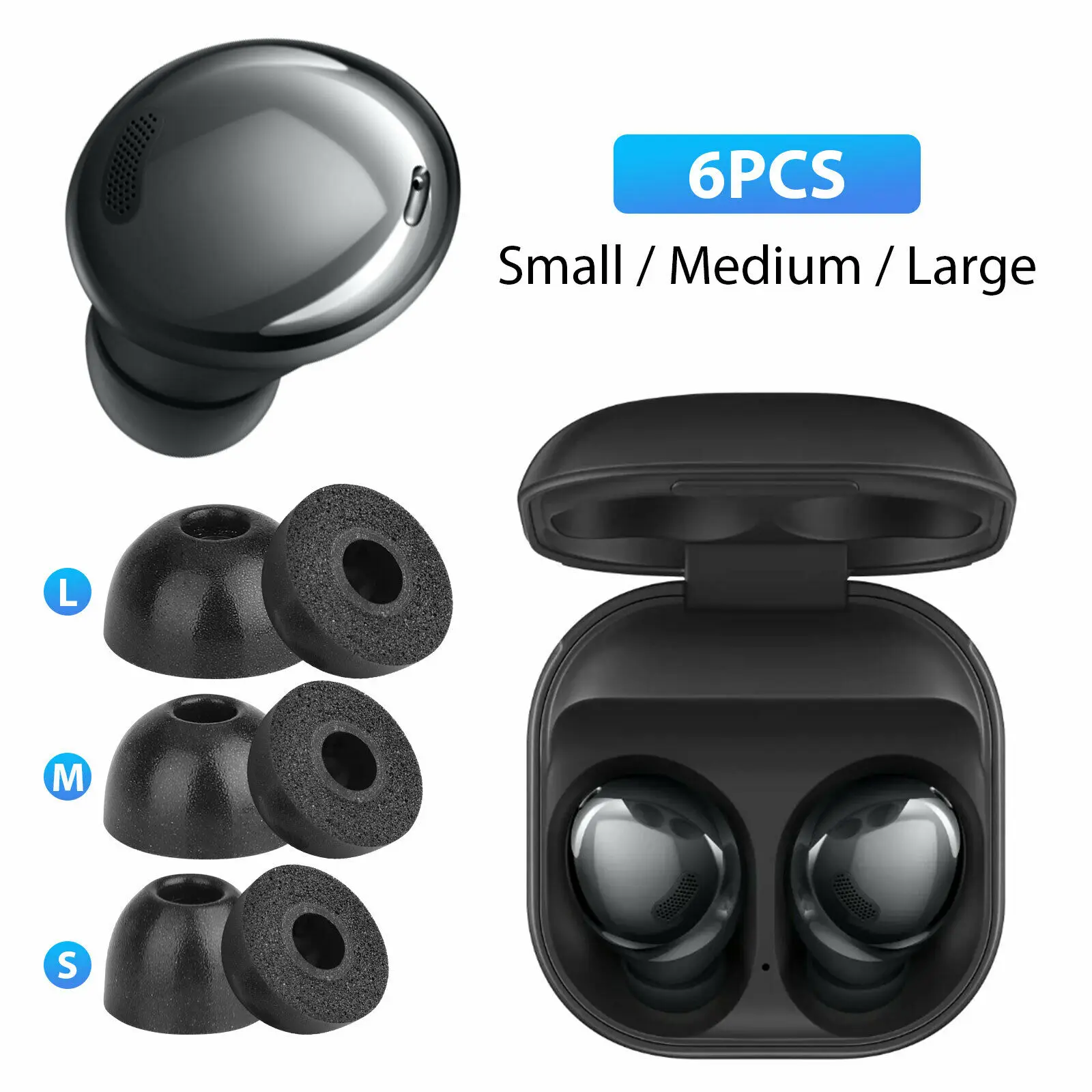 Confezione Da 6 (2 * S + 2 * M + 2 * L) Foam Memory Foam Ear Tips Cover Soft Cushion Cancellazione Del Rumore Per Samsung Galaxy Buds Pro