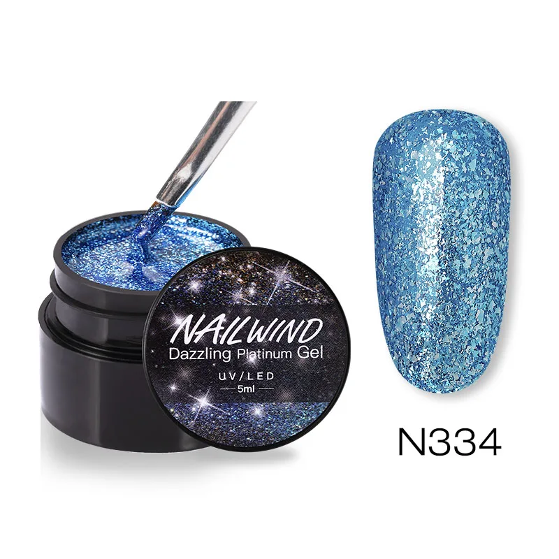 NAILWIND УФ-гель для ногтей с блестками, Платиновый ослепительный Гель-лак для ногтей, гибридный Полупостоянный базовый топ, маникюрный набор на Рождество - Цвет: RF-N334