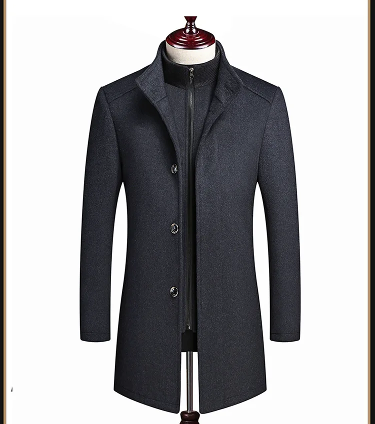 Мужское шерстяное зимнее пальто куртки модное высококачественное длинное пальто для отдыха шерстяное зимнее пальто с подкладкой пальто для мужчин размера плюс 4XL