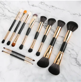 

10 professional makeup brushes portable and delicate double-headed blush powder powder eye shadow lipstick brush beauty brush
