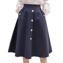 Плиссированное бальное платье с высокой талией, длинная юбка faldas, осень, Женская Ретро юбка средней длины до колена, Харадзюку, юбки-пачки AQ445