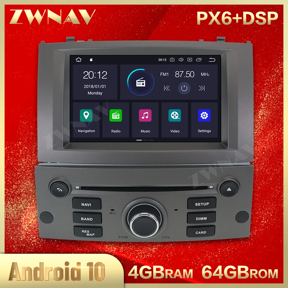 Carplay For 2004 2005 2006 2007 2008 2009 2010 Peugeot 407 Android Stereo Multimedia Player GPS Audio Radio Recorder Head Unit