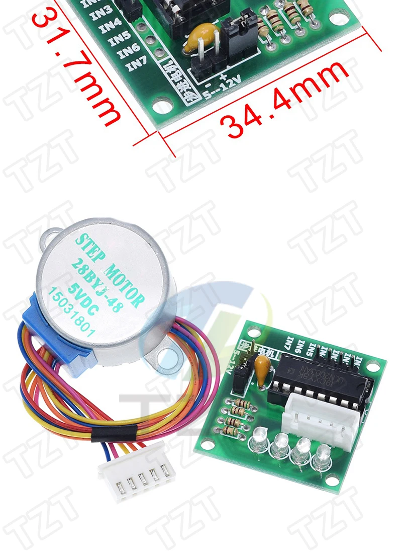 TZT 1/3LOTS 28BYJ-48-5V 4-Phasen-Schrittmotor + Treiberplatine ULN2003 für Arduino 1 x Schrittmotor + 1 x ULN2003 Treiberplatine – Detail 6