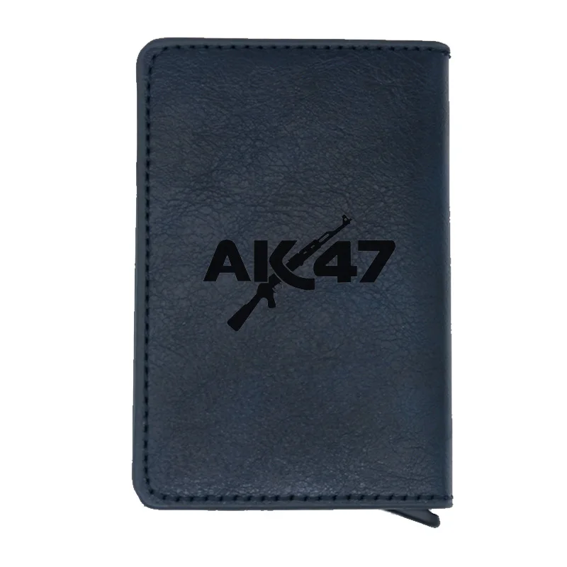 Blue Классический Модный черный пистолет AK 47 rfid кошелек для карт, Винтажный Мужской Женский кожаный зажим для денег, кошелек для карт, держатель для денег - Цвет: Blue
