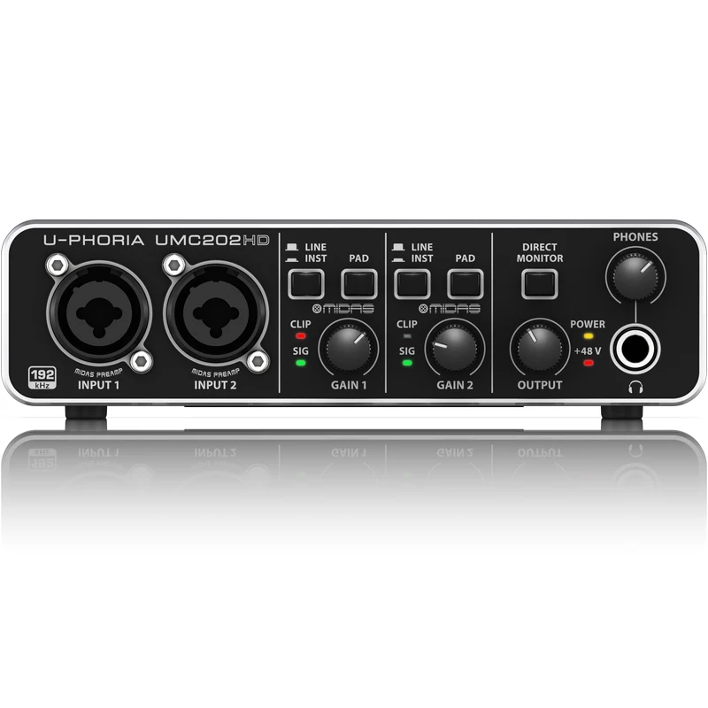 Звуковая карта Behringer UMC202HD с аудио интерфейсом электрическая гитара запись в