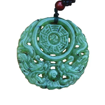 

(Certificate)Wholesale Natural Green Nephrite two-Sides Hollow Out Chinese Dragon Pendant Necklace women Men's Jade Jewelry