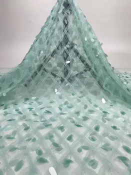 

Fashion French net lace fabric with sequins for evening dress PAN356(5yards/lot)