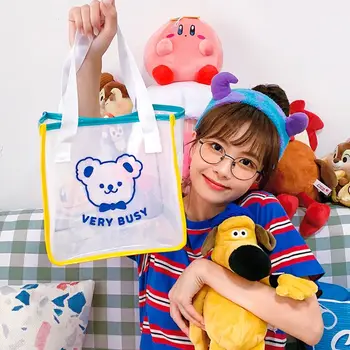 

Women Ladies Transparent PVC Handbag Lady Top Handle Casual Tote Portable Shopping Bags Purse