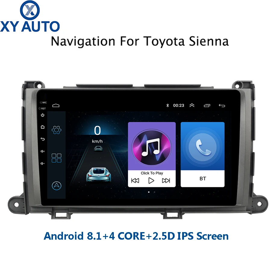 9 inch 2.5D IPS Tempered HD multi-touch screen Android 8.1 NAVI for Toyota Sienna 2010-2014 with Bluetooth USB WIFI support SWC |