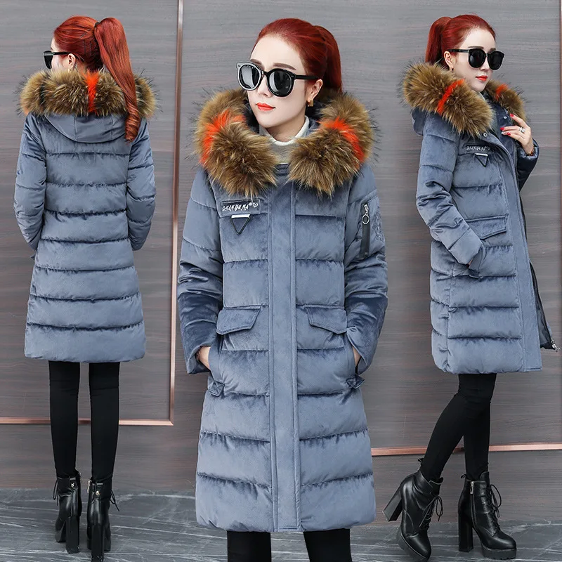 

New Style Fashion Cotton-padded Clothes Women's 2019 Winter Korean-style Loose Comfortable Elegant Trend Hooded Warm Large Fur C