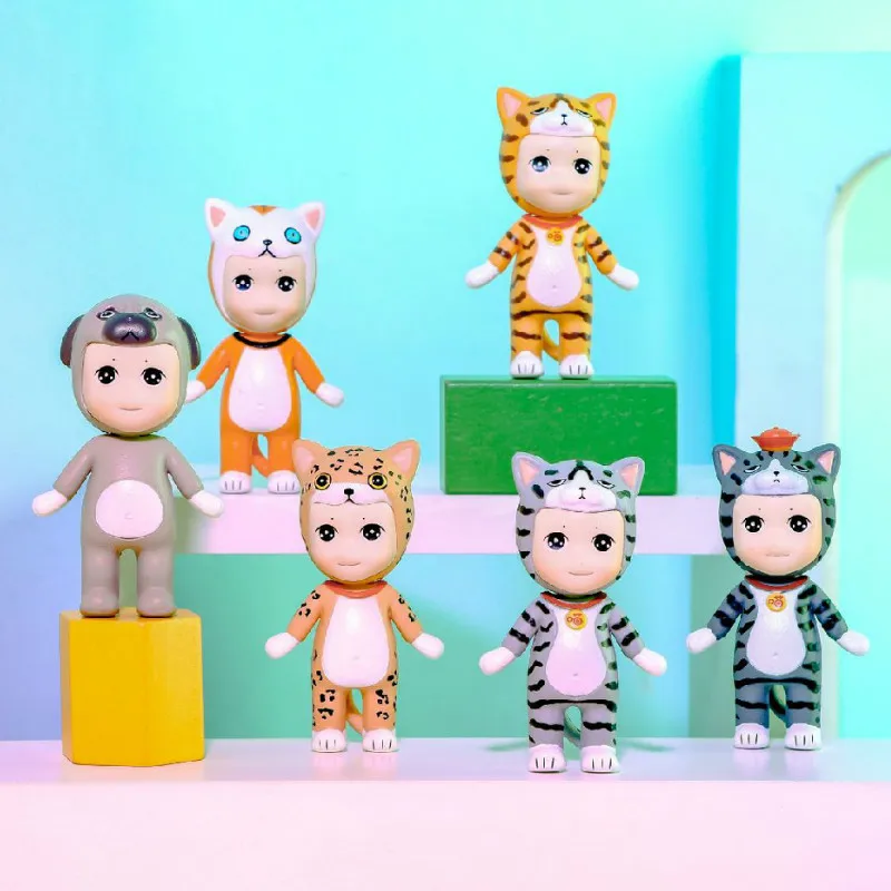 Cute Pet Alliance Fashion Gift Series Blind Box Doll Cartoon Lion Tiger Leopard Cat Animal Model Toy Gifts For Girls |