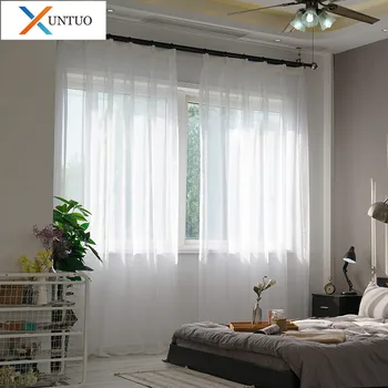 

White Curtains Solid Tulle For Living Room Kitchen Modern Treatments Tulle Curtains Window Drapes Sheer for the Bedroom