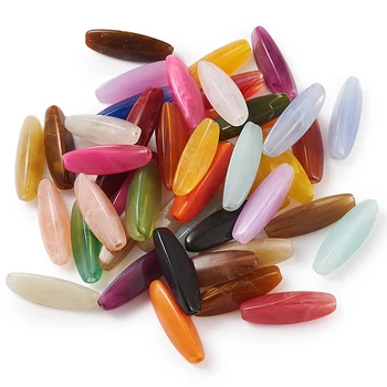 

50pcs Mixed Color Oval Imitation Stone Acrylic Beads for Jewelry Making DIY Bracelet Necklace Accessories Findings