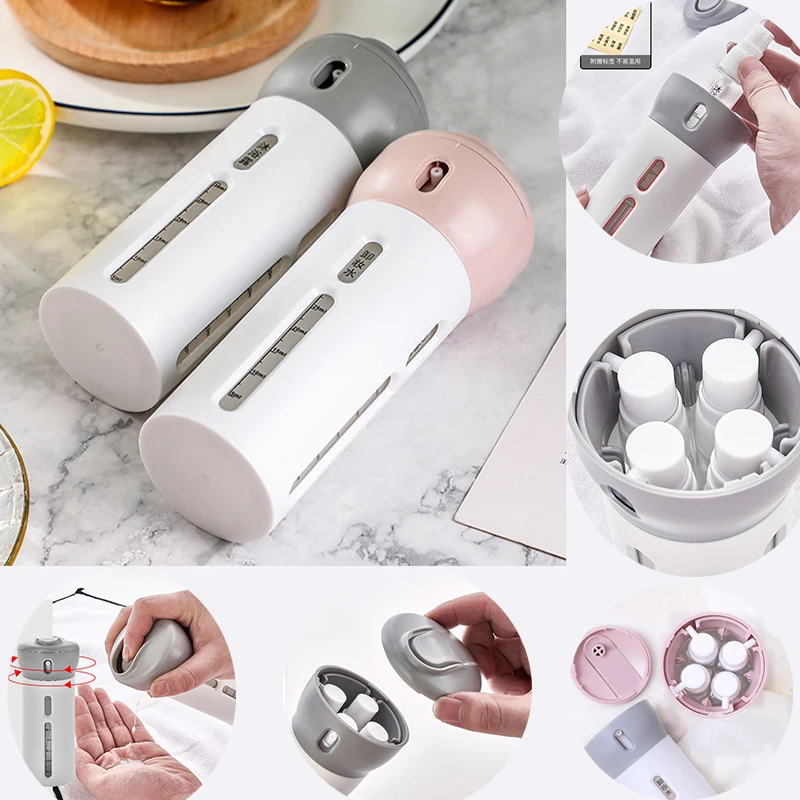 

Travel Portable 4 In 1 Lotion Dispenser Bottle Tubes Cosmetic Containers Emulsion Bottling Shampoo Shower Sub-bottle Accessorie