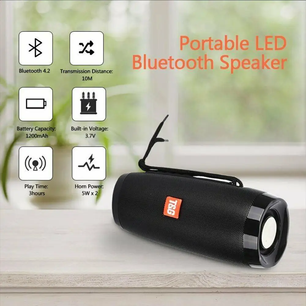 10 Вт светодиодный стерео Бас Сабвуфер Колонка беспроводной bluetooth звук USB Водонепроницаемый fm raido портативный динамик коробка pc soda L8A6