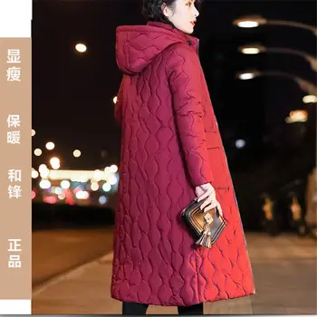 

Hot Sale Cotton Coat Women Winter Down Cotton Padded Parka Jacket Lady Long Thick Outwear Hooded Fashion Abrigos Mujer f1389