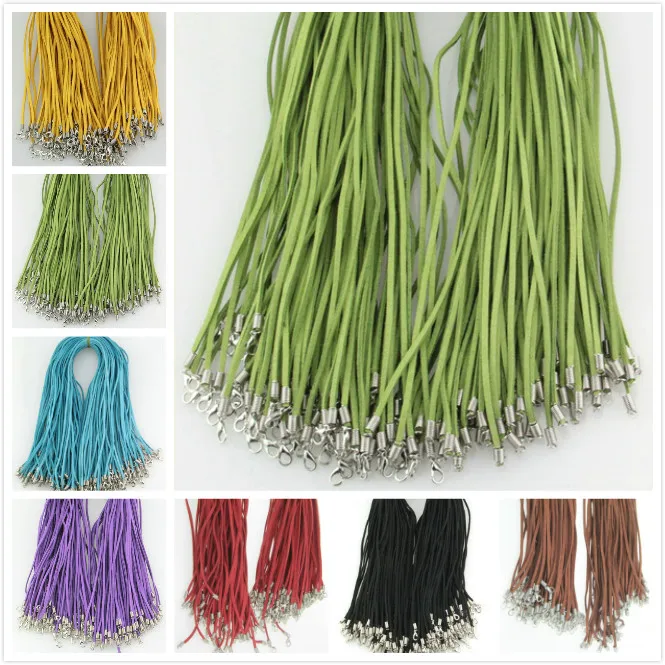

New 10 PCS Wholesale 20inches Suede Leather String Necklace Cords With Clasp multiple 7 color choice