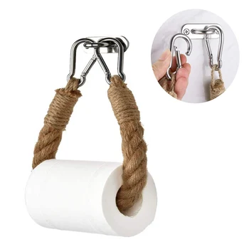 

Retro Roll Paper Holder Vintage Towel Hanging Rope Wall Mount Toilet Paper Holder Home Hotel Bathroom Decor Rack Holders
