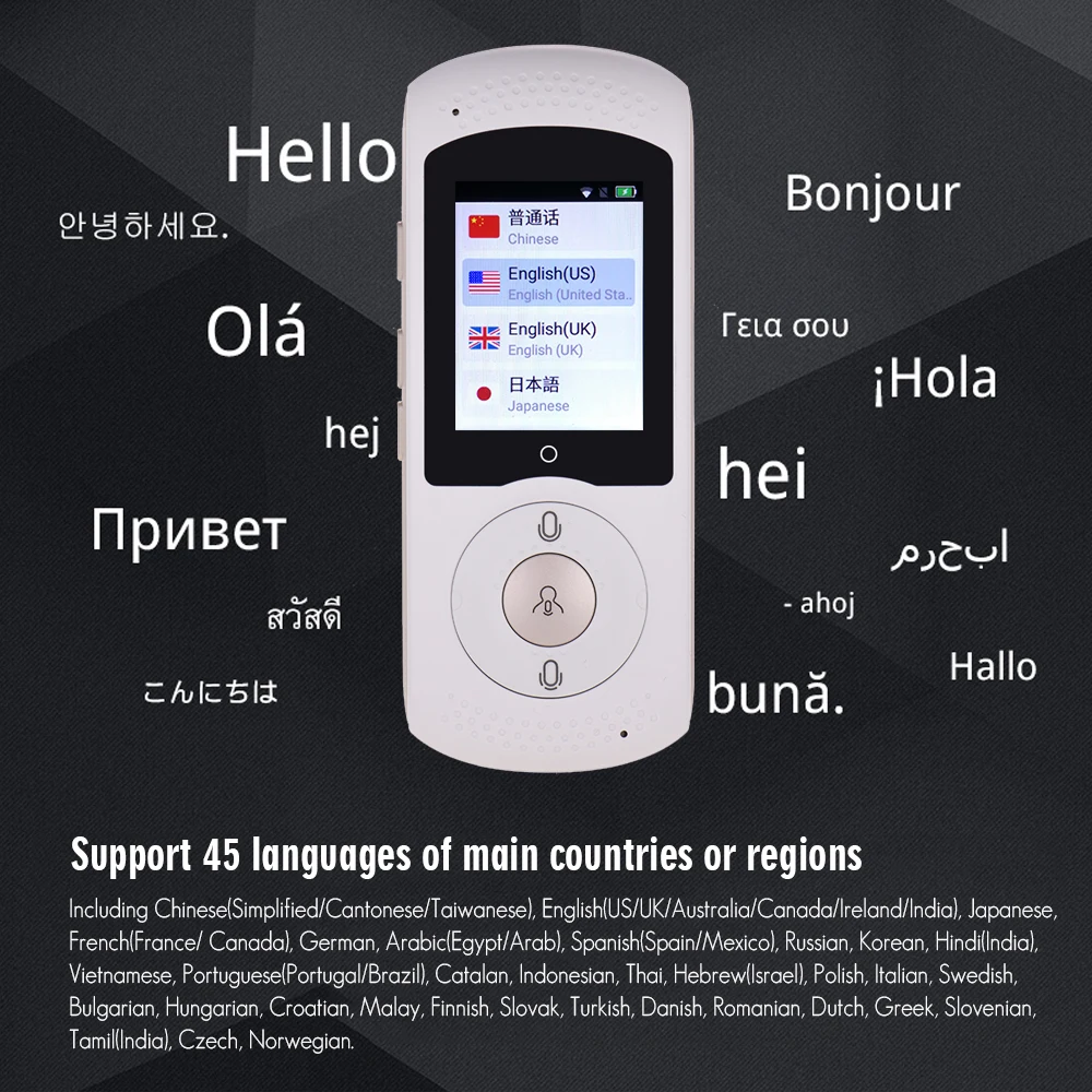 

Smart portable voice translator 2.0" TouchScreen Real Time Instant Portable Translator 45 Languages Two Way Translation 4G WiFi