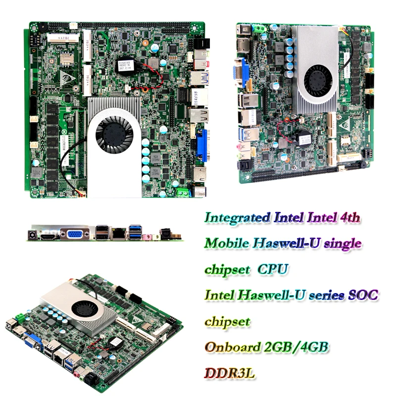 

Haswell-U i3-4010U mini itx motherboards onboard DDR3 4GB 4GB RAM +128GB SSD 6*COM LVDS 2*ethernet ports motherboard