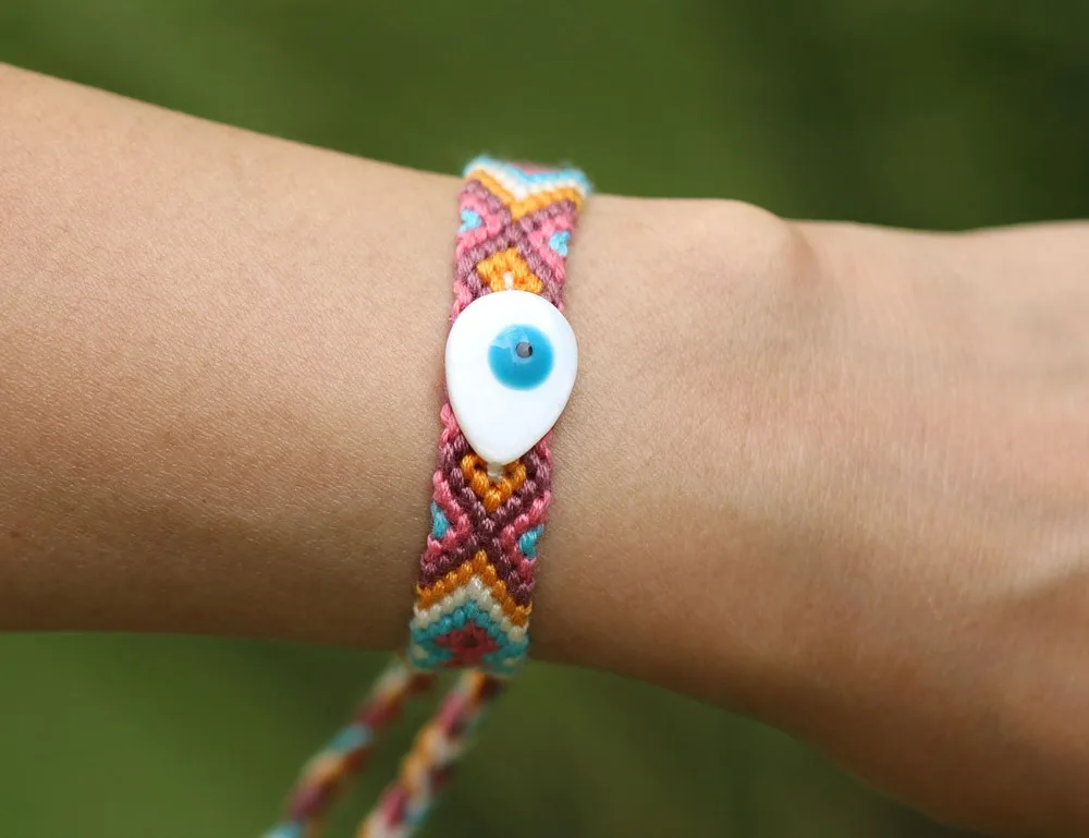 Boho Каури Seashell Овальный греческий сглаза макраме браслет дружбы для женщин мужчин синий глаз защита на удачу летние ювелирные изделия подарок