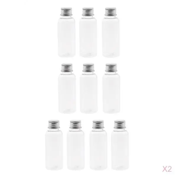 20x 50ml Clear Empty Plastic Bottle Aluminum Cap Condiment Storage Vials | Красота и здоровье