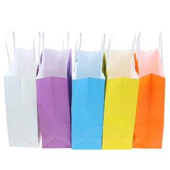 1PC Colorful Small Kraft Paper Gift Bag With Handle Wedding Birthday Party Gift Package Wrapping
