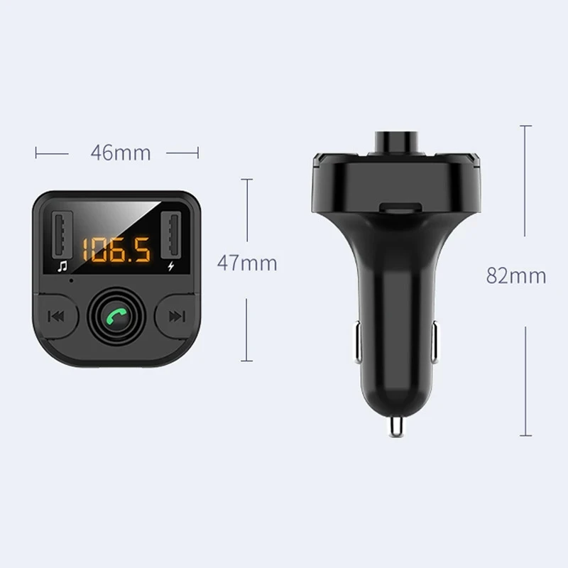 Car MP3 Player Wireless FM Transmitter Bluetooth 5.0 Car Kit Handsfree Calling A2DP Music Playing 2.1A 1A Dual USB Charger