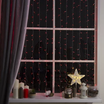 

Garland "Curtain" 2 х 1.5 m, IP20, transparent thread, 360 LED, red glow, 8 modes, 220 V