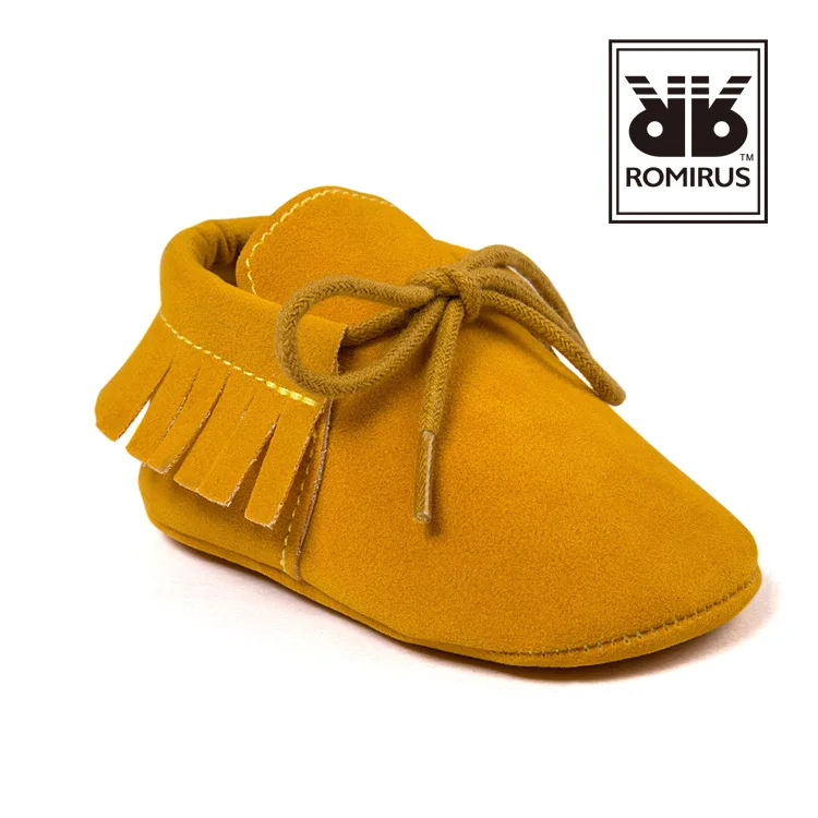 Bright yellow Детские мокасины из искусственной замши для новорожденных; обувь на мягкой нескользящей подошве для малышей - Цвет: Bright yellow