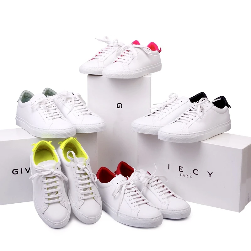 

Leather women's shoes men's and women's couples multicolor low-top casual shoes white shoes lace-up flat men's shoes