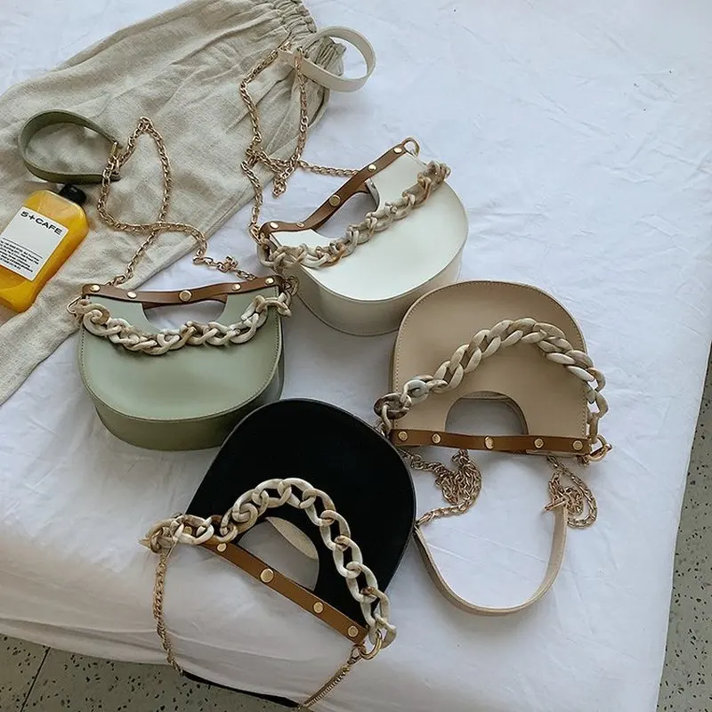 

Acrylic Strap Female Semicircle Handbag 2019 Women Summer New Round Tote Bag Small New Crossbody Shoulder Bag Brand Design Sac