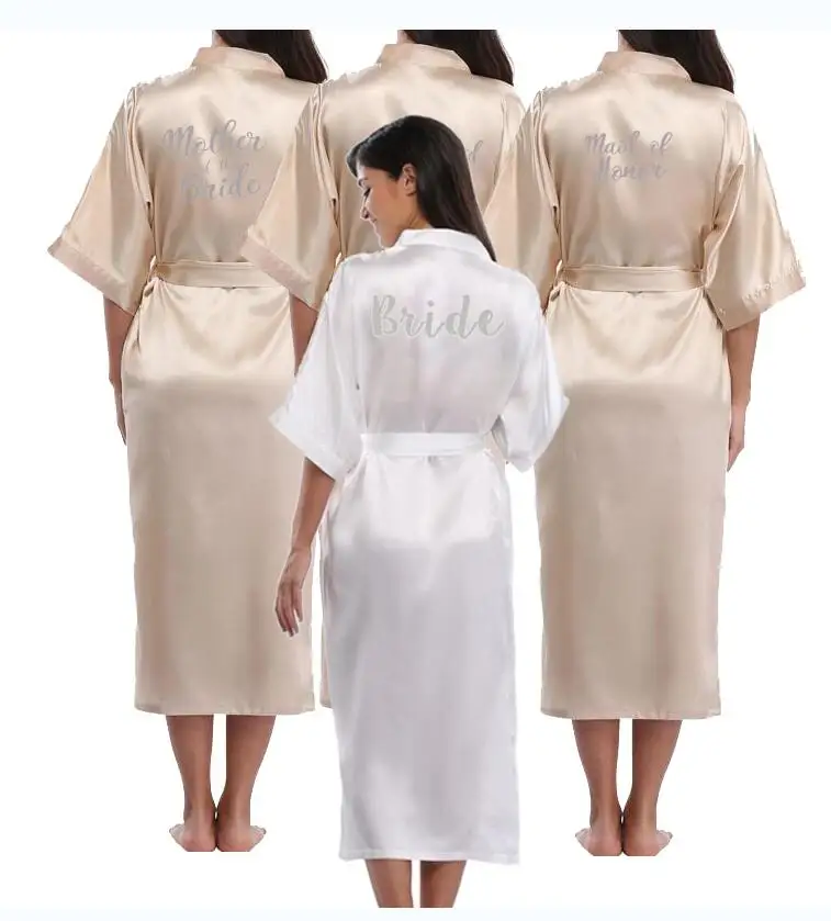 Халат женский атласный из шелка короткая одежда для матери и подружки невесты