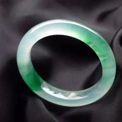 

Natural Burmese Jadeite Light Green Two-tone 54-64mm Bracelet Elegant Princess Jewelry For Mom For Girlfriend